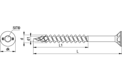 Vezelplaatvijs DNS PK TORX met verzonken kop 5 x 60