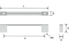 Profielgreep l.809mm (2x392) alu