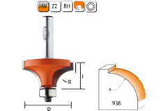 Holle radiusfrees zonder opstaande kant r=9,5 d=31,7 i=14