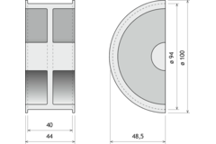 Schuifdeurgreep moon 40mm zwart