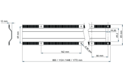 Werkbladversteviging/kabelgeleiding 800mm verzinkt