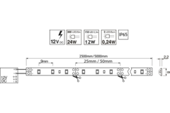 Ledstrip 5m 24W wit 8100K zelfklevend IP67