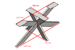 Tafelonderstel spin 5x15 mat zwart h.72xb.90xl.180