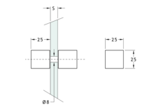 Paar deurknoppen, voor 8/15 mm glas, B25 H25 L25, chroom