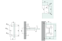 Verstelbare laterale scharnier wand/glas, voor 6/8 mm glas, B50 H80, chroom