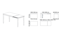 Tafel uitsch. Toy 120x80 wit-glas antraciet