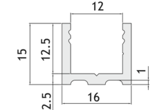 Zijprofiel voor vast glas l 3000mm alu rvs look