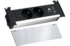 Kapsa rvs-look 3 stopcontacten b-f + usb charger