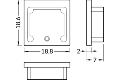 Eindkap led profiel Smart16 grijs