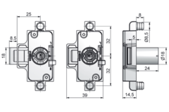 Draaistangslot 759 met drevels 15mm li/re vernikkeld