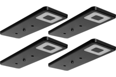 Set 4 led roeled 3W 3000K 12V zwart-centrale schakelaar - konvertor
