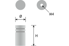Knop RVS dia. 15mm h30mm met 2 groeven