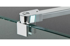Stabilisatiestang wand/glas met dubbele scharnier, voor 8/12 mm glas, L557, geborsteld rvs effect