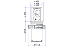 Elevator rvs-look b-f 2 stopcontacten