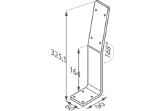 U-poot rugleuning voor bank 60x8x325mm chroom