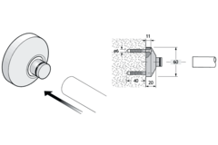 Pba 500-rvs sat. bevestigingsrozet muurbevestiging buis 22mm