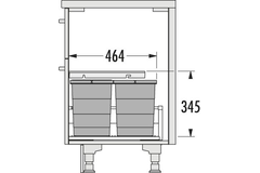 Hailo allegro k.60 cm h.295mm 2x18+2x8l antraciet