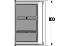 Hailo triple XL 80cm 74l (3 emmers) 2x 28l + 1 x 18 2x 28l + 1 x 18l met deksel