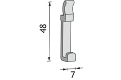 KOS-F HAAK ZWART  48x7x12mm