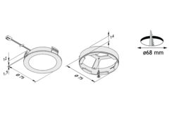 Hera set 2 x FR-68 led 4W 24V 3000K RVS-look+ transfo led 15W