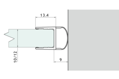 Dichting afgerond l2200mm voor glas 10/12 mm