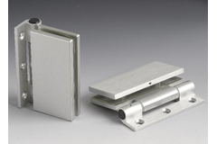 Rechthoekig scharnier wand/glas voor smalle deurposten, voor 8/12 mm glas, B50 H100, mat aluminium