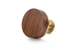Knop qupon ø30x28 walnoot/geborsteld goud