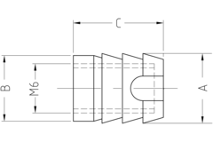Muf d.10mm binnen M6 - 11mm wit