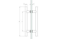 Paar ronde deurgrepen, voor 6/17.5 mm glas, B16 L300, glanzend rvs
