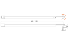Uitschuifbare stabilisatiestang wand/glas, voor 6/8 mm glas, L608/1108, chroom