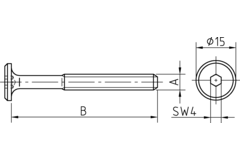 Verbindingsvijs M6-70mm cylinderkop Binnenzeskant SW4 verzinkt