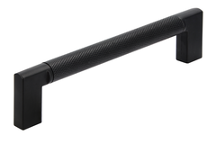 Greep 128mm alu geribbeld zwart mat