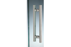 Paar vierkante deurgrepen, voor 6/12 mm glas, B15 H15 L310, aluminium met geborsteld rvs effect