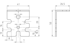 Verbindingshoek 25x50mm ijzer verz.