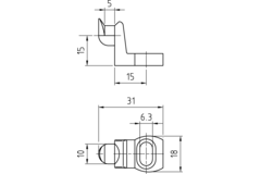 Achterwandverbinder RV 3, Spuitgietzink vernikkeld