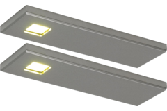 Set 2 d'lau Led rechthoekige onderbouw 3W 3200K RVS look touch 10w met dimmertransfo