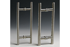 Paar ronde deurgrepen, voor 6/17.5 mm glas, B16 L300, glanzend rvs