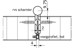 Hawa Variofold/Centerfold RVS scharnier