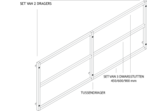 One Niche set van 3 dwarsstutten 450mm zwart mat