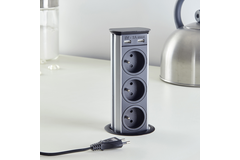 Brick zwart b-f 3 stopcontacten + 2 usb