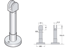 Pba 500-g rvs sat. regelbare voet 135-165mm glas 1 0-13mm
