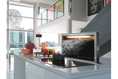 Downdraft - tabletdampkap / 900  mm/ RVS-Zwart glas