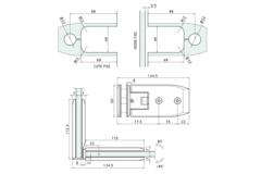 Scharnier serie 600 regelbaar 90° voor glas 8/12mm chroom