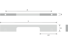 rechthoekige greep laia center-RVS look 224mm