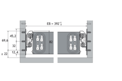 Ladegeleiders Quadro Duplex 45, Silent System compatibel, Push to open compatibel, EB 292 mm / 392 mm, 530 mm, links en rechts
