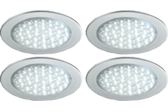 Hera set 4 x r-68 led 2.5W 24V 3000K RVS-look+ transfo led 30