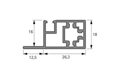 Cadro Inliggend schuifdeurprofiel, onder, 3000 mm, roestvrij staal finish