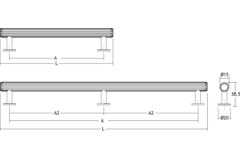 Greep RILLE BA160 L190 aluminium geborsteld zwart