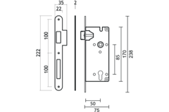 Slot AGB nikkel cylinder 85mm +tegenplaat Small recht