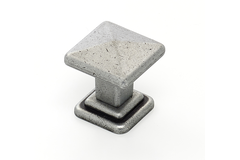 Knop tower square+achterplaatje mat ijzerkleur